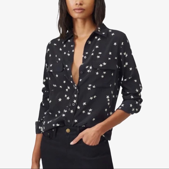 Equipment Tops - Equipment Slim Signature Silk Blouse Star Print